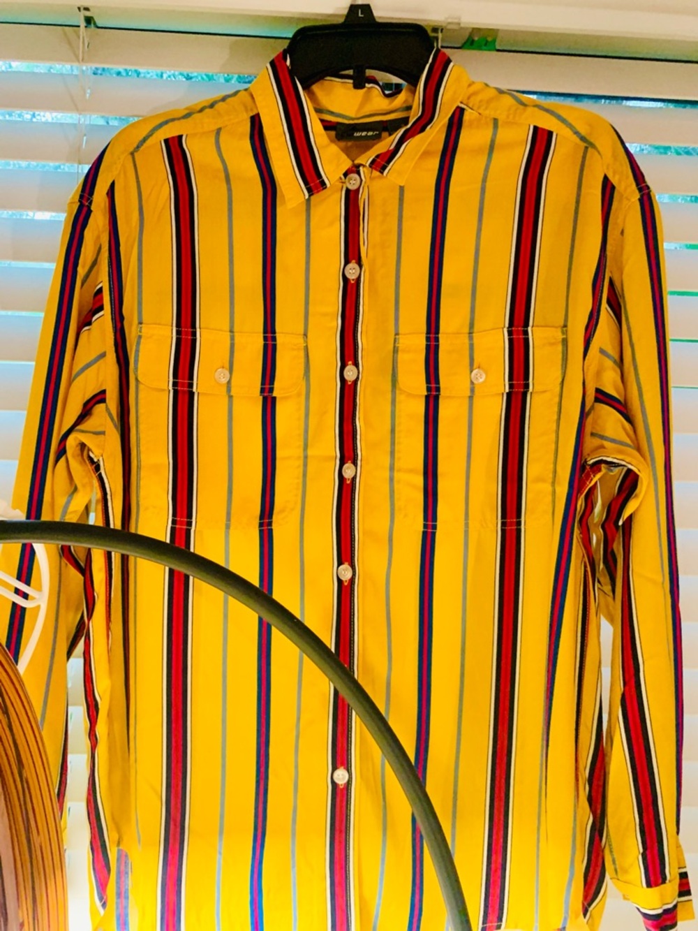 Liz Claiborne Stripe Button Down Shirt, Roll tab shirt, Medium, Colorful